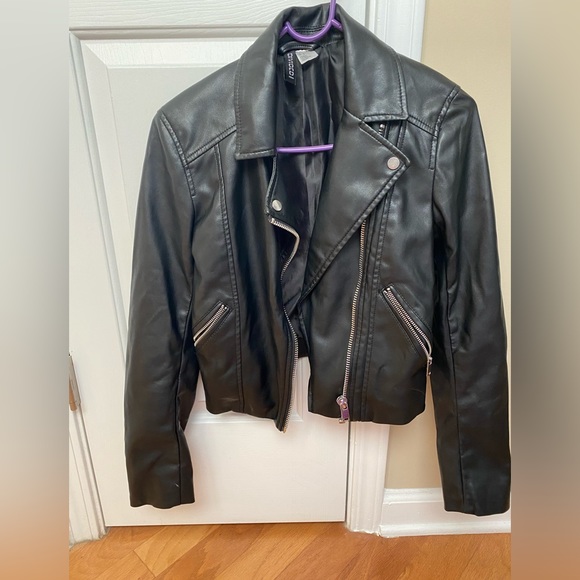 **SALE** H&M Black Faux Leather Jacket - Picture 1 of 5